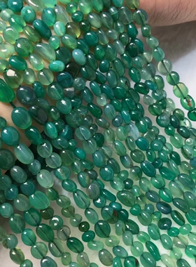 天然水晶 绿波斯湾玛瑙随形散珠随型半成品长链 手链项链配珠饰品