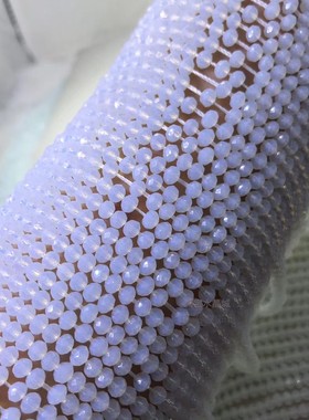 3x4MM 白色蛋白石 钻石切面刻面盘珠散珠 硬抛切角扁珠半成品长链