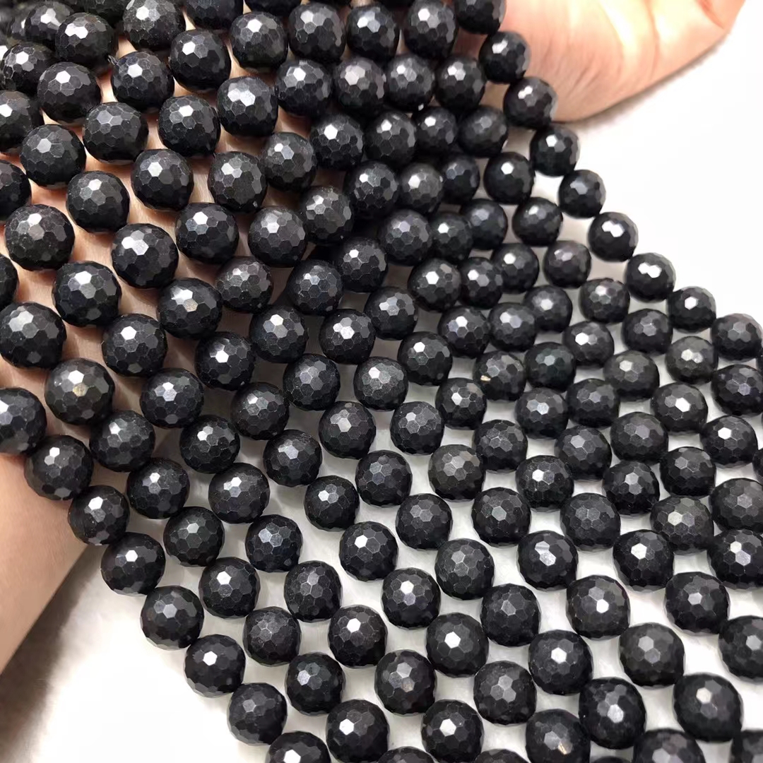 天然水晶 次石墨128刻面切面散珠半成品 DIY手工串珠手链项链饰品