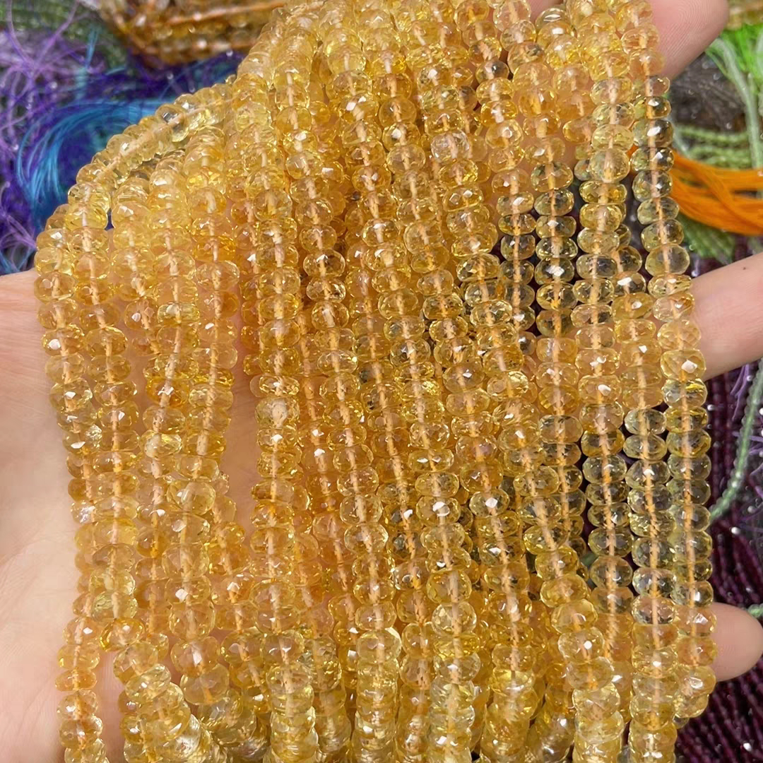 黄水晶盘切塔链5.5-8毫米