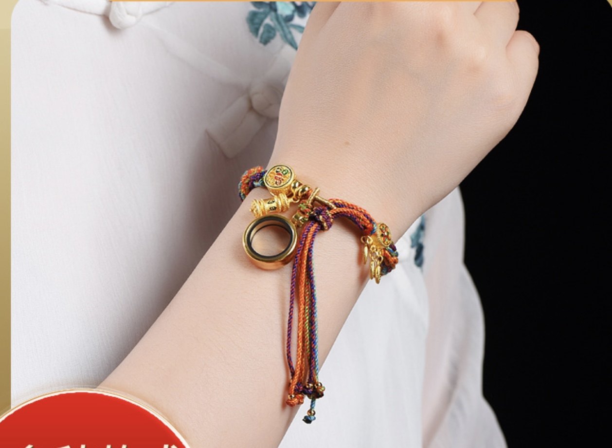 手工编织手绘扎基拉姆diy唐卡六字真言多彩变色藏式手绳民族