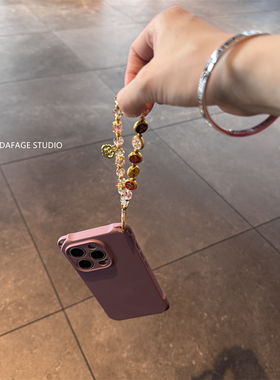 简约新中式紫色金属招财链条苹果14Promax手机壳13女16pro苹果15promax韩15