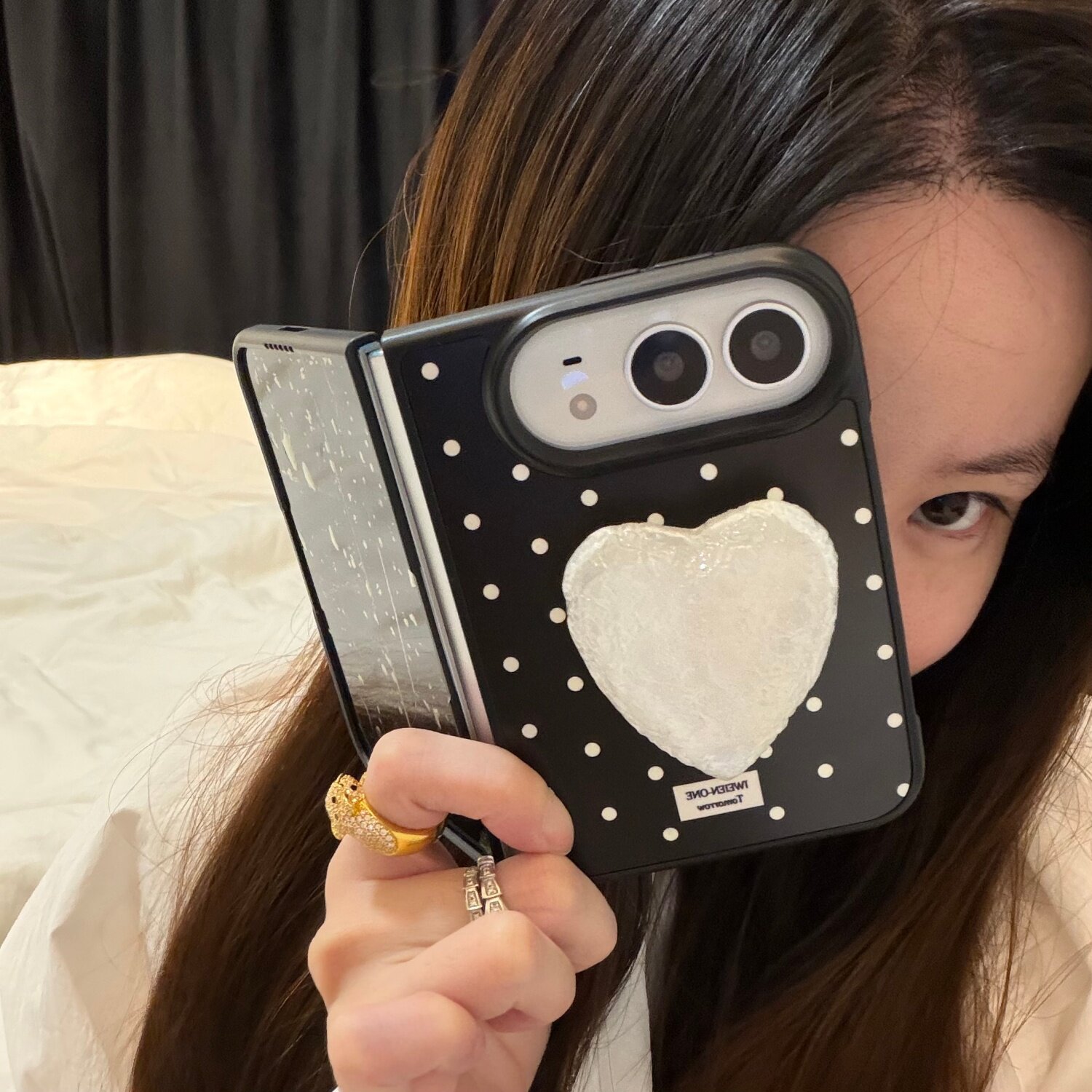 白色爱心支架韩系适用iPhoneDuo手机壳苹果Duo少女心可爱防摔保护套