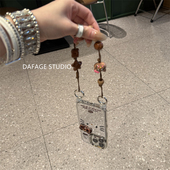 ins豹纹蝴蝶结猫咪镜面链条适用苹果14Promax手机壳16女13pro苹果15promax韩15