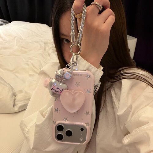 金属链条爱心支架适用18romax手机壳16女16pro 17promax韩iphoneduo女17Pro