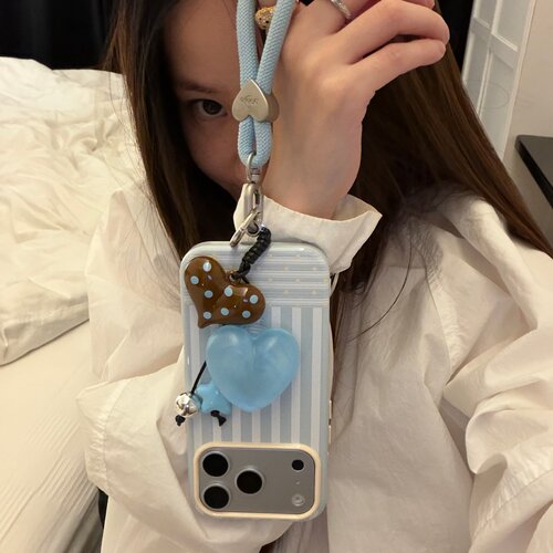 条纹爱心支架链条适用18romax手机壳16女16pro 17promax韩iphoneduo女17Pro