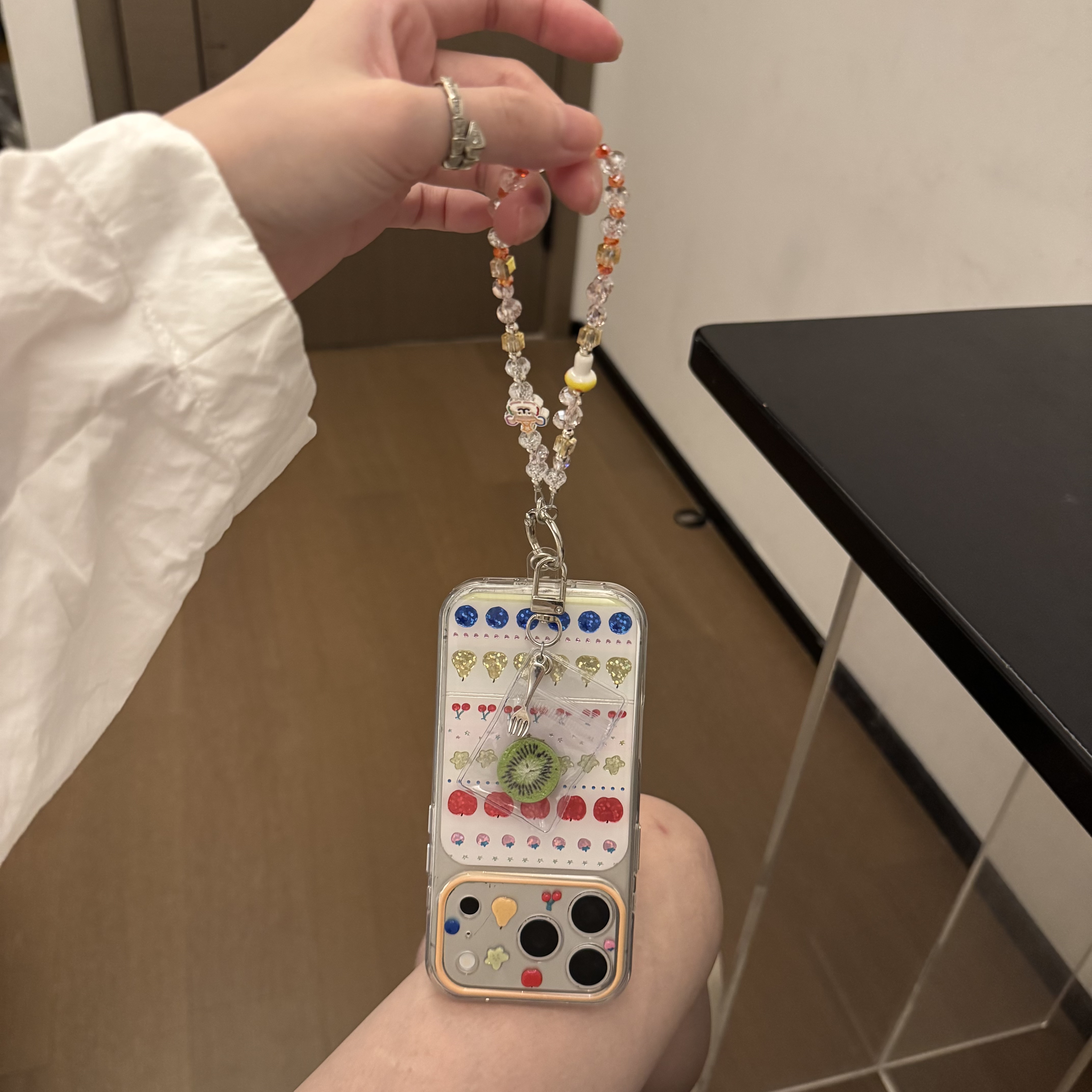 韩系ins原创夏季可爱水果插画猕猴桃可爱水晶挂件适用苹果14Promax手机壳16女16pro苹果17promax韩15苹果17