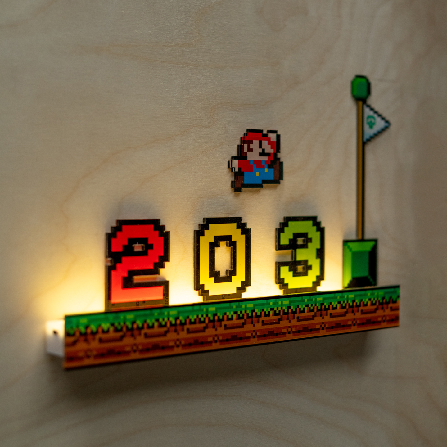 家用门牌号码牌超级玛丽马里奥2025新款创意卡通自粘发光数字门牌