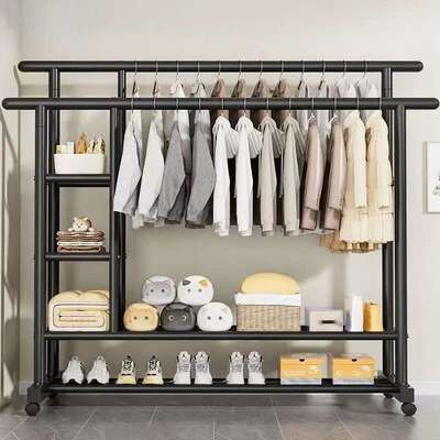 特粗双杆移动落地宿舍衣帽架