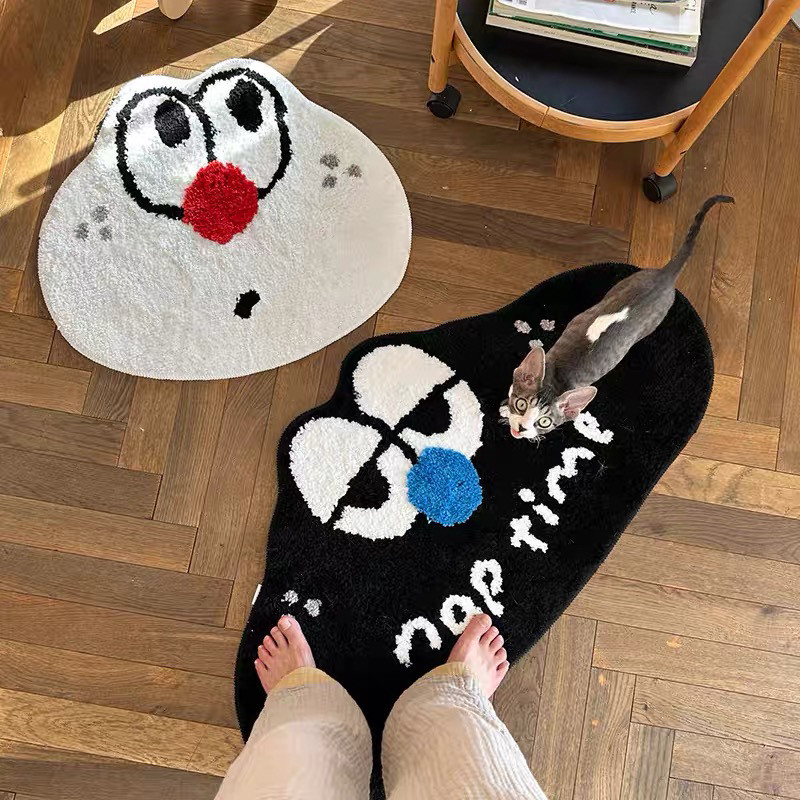 可爱眼睛表情地毯撞色防滑浴室地垫卧室长条床边地毯房间装饰挂毯,居家布艺,地毯,淘宝优惠券,粉丝福利购,淘宝优惠卷