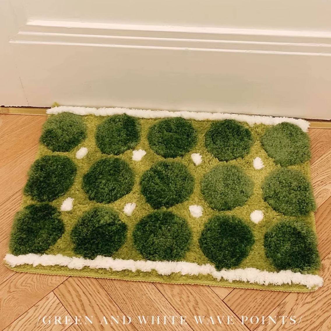 奶油风绿色地毯浴室防滑吸水脚垫