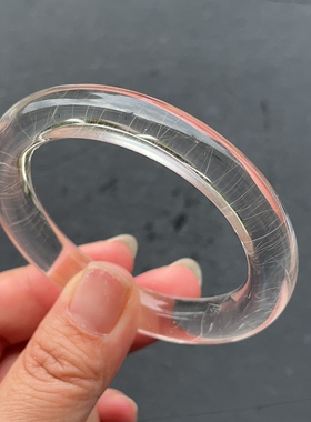新品上架天然白发晶手镯 透体 百搭饰品清爽一图一物 52.8mm
