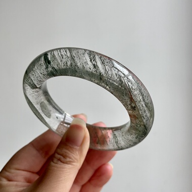 新品上架 天然绿幽灵手镯 室内自然光拍摄 大胖圆 58.8mm