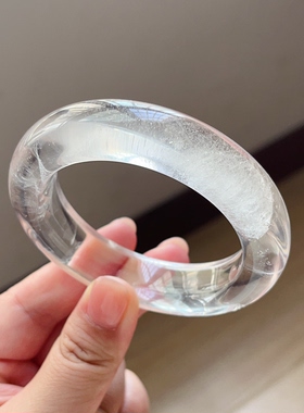 新品上架 天然白水晶手镯女款正圆圈口女士58.3mm