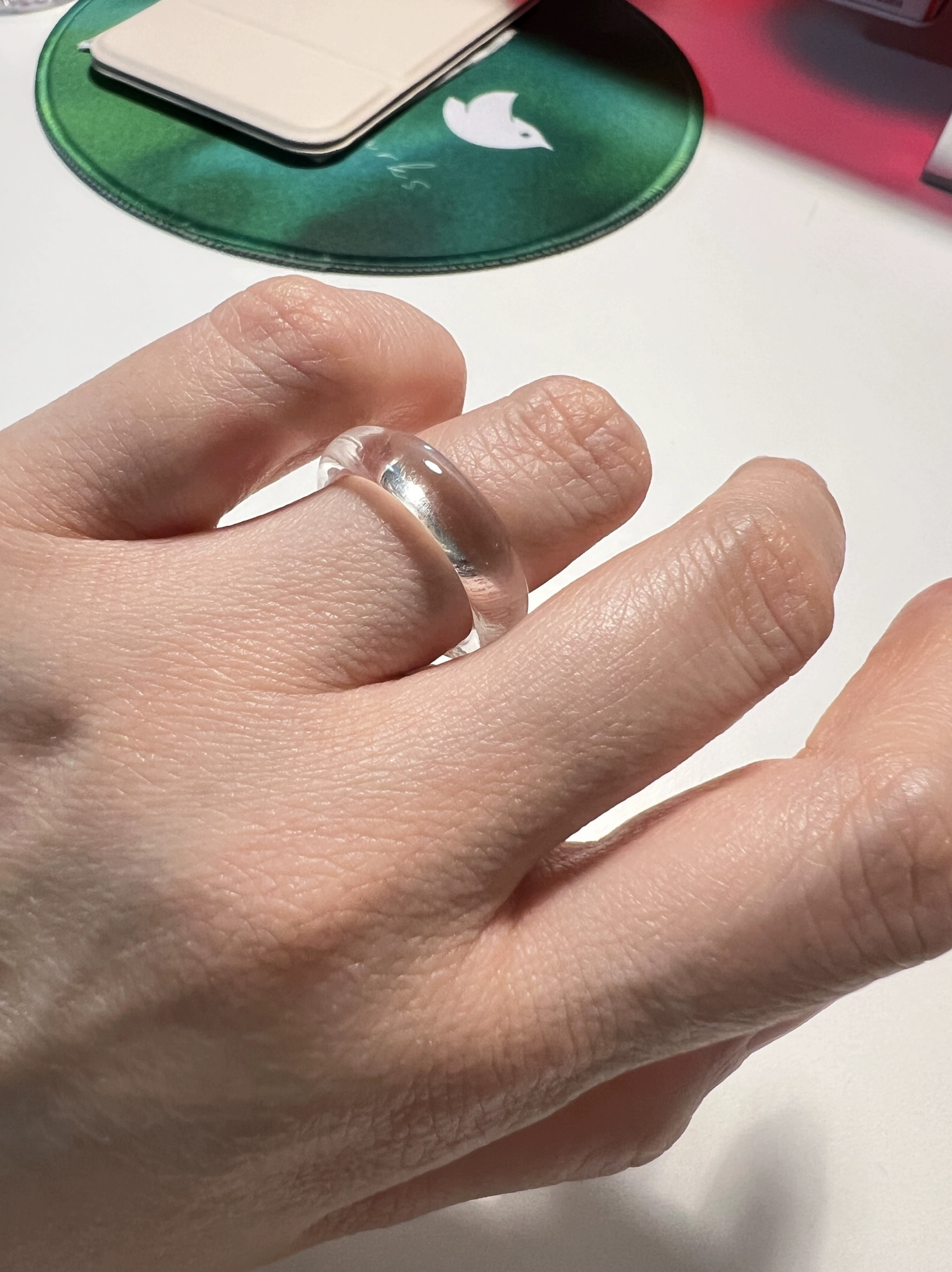 买家最爱～新品天然白水晶素圈指环戒指 男女款情侣 白水晶 戒指