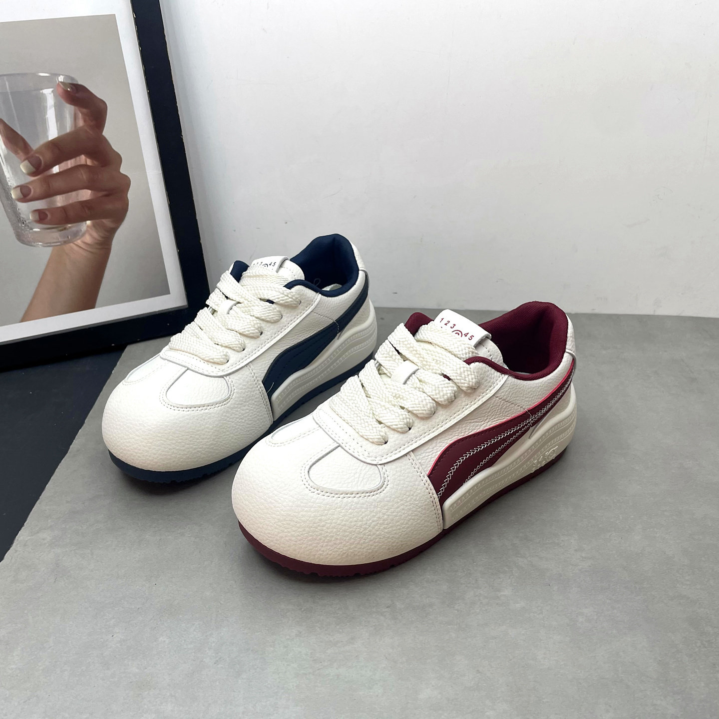 2026春季新款女鞋圆头深口系带平底防滑小白鞋舒适百搭德训鞋板鞋,女鞋,德训鞋,淘宝优惠券,粉丝福利购,淘宝优惠卷