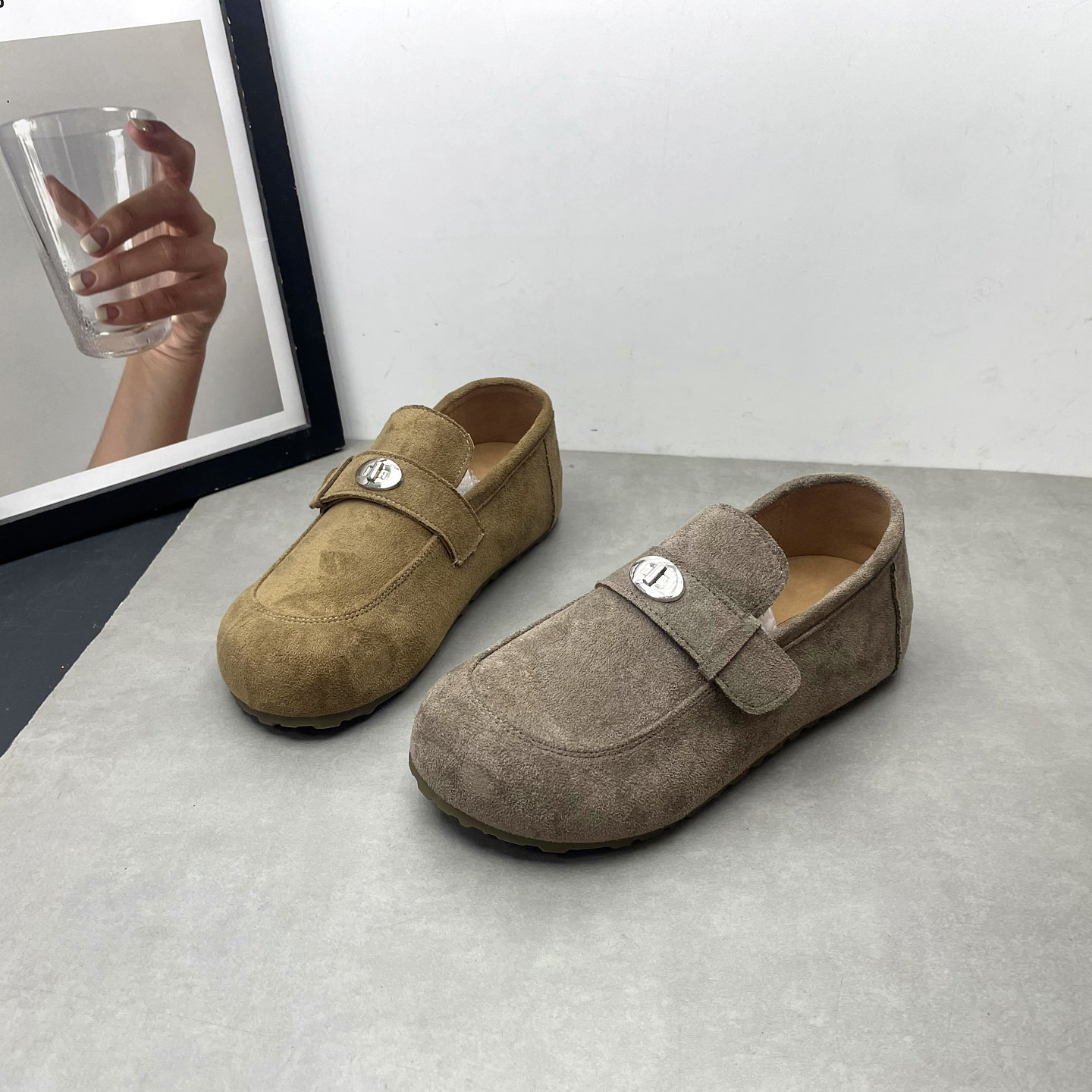 工厂处理2026春季新款一脚蹬内增高软底复古勃肯鞋英伦风豆豆鞋女,女鞋,深口单鞋,淘宝优惠券,粉丝福利购,淘宝优惠卷