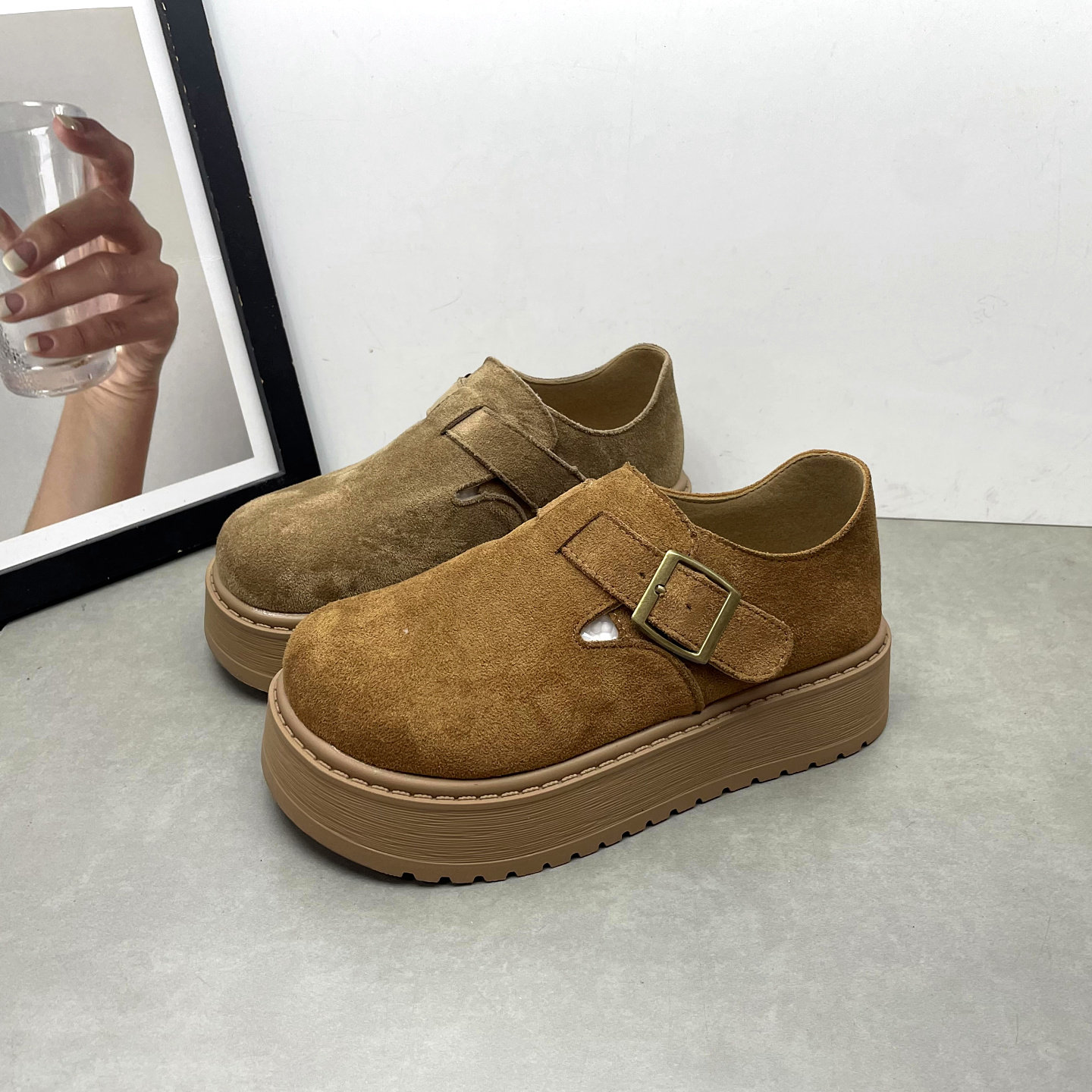 工厂断码女鞋2025秋季新款圆头一脚蹬松糕厚底英伦风勃肯鞋女单鞋,女鞋,勃肯鞋/软木鞋,淘宝优惠券,粉丝福利购,淘宝优惠卷