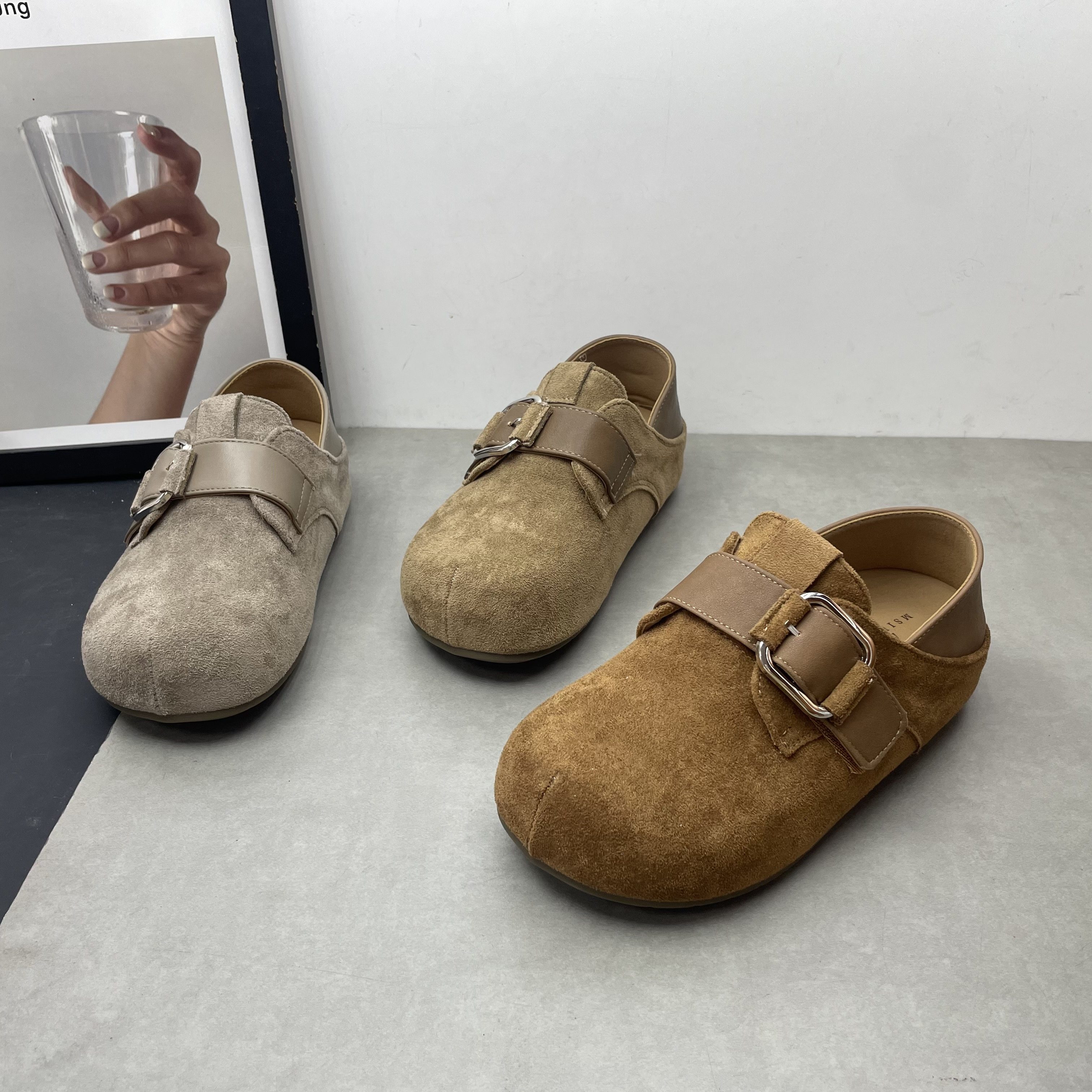 2026春季新款勃肯鞋圆头深口一脚蹬内增高复古懒人豆豆鞋女士单鞋,女鞋,深口单鞋,淘宝优惠券,粉丝福利购,淘宝优惠卷