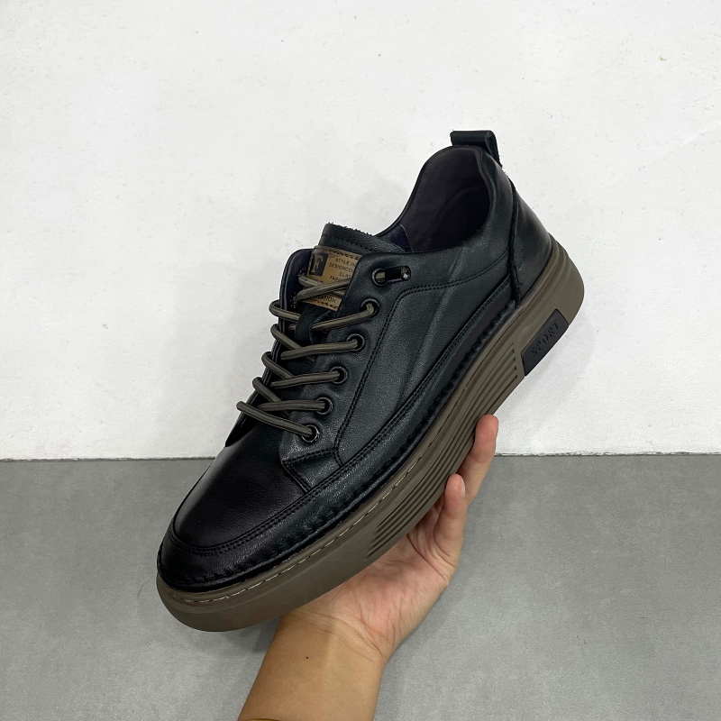 透气板鞋皮鞋单鞋松紧带男单鞋