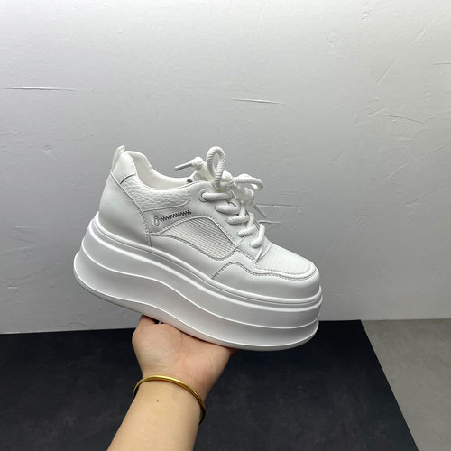 2026春季新款厚底增高小白鞋女深口系带休闲百搭女单鞋