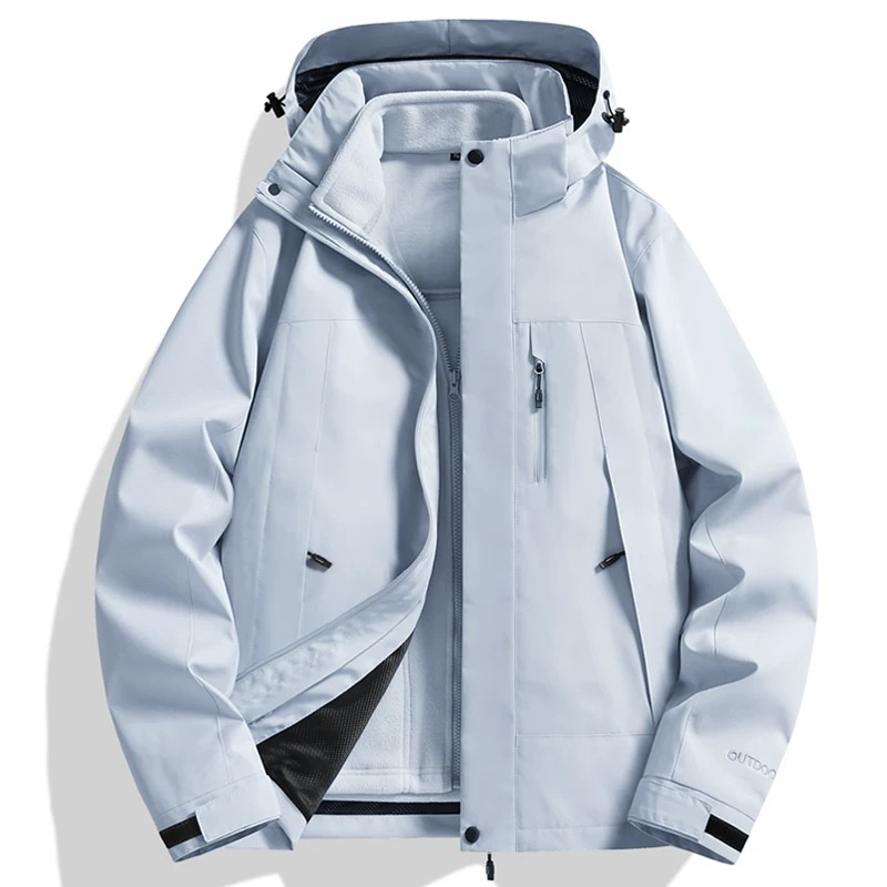【PATA】月光蓝冲锋衣加绒加厚内胆可拆卸两件套三合一登山服适用