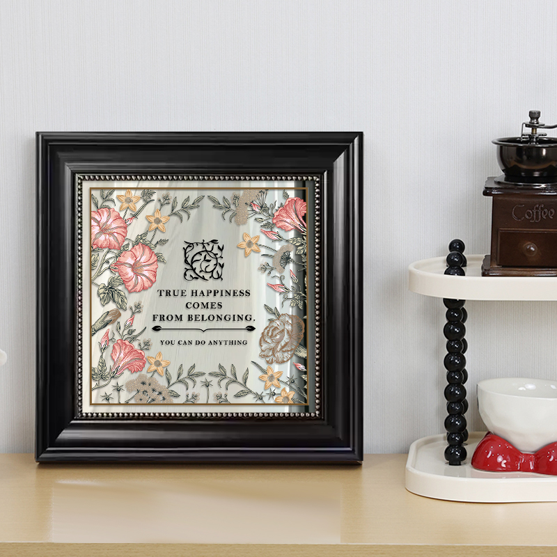 法式复古花卉镜子装饰画梳妆台卧室摆画服装店化妆品店美甲店挂画