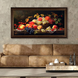 美式餐厅装饰画欧式餐桌水果油画吃饭厅背景墙轻奢高级感客厅挂画