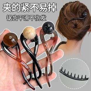 高級(jí)感珠珠鴨嘴夾發(fā)夾后腦勺一字夾氣質(zhì)盤發(fā)抓夾子頭飾發(fā)卡扭扭夾