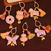 非遗宋锦招财猫小马蝴蝶包挂手工挂件新中式 车挂双面布艺配饰吊坠