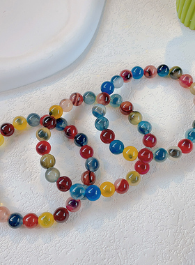 天然糖心玛瑙手串盘缠手串