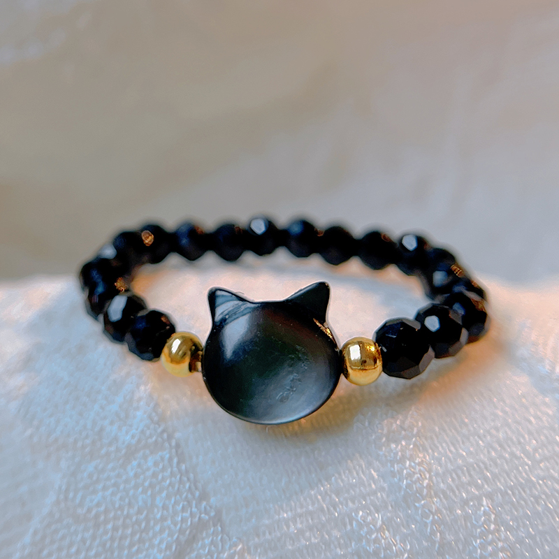 kt猫戒指甜酷小黑猫戒指女