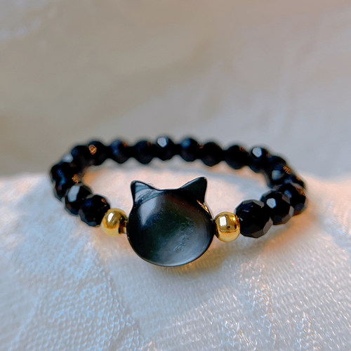 kt猫戒指甜酷小黑猫戒指女