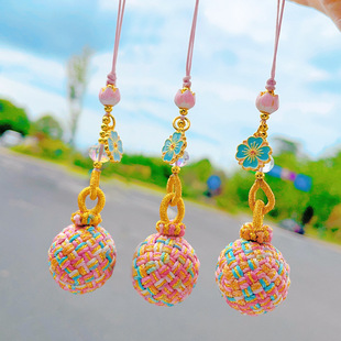 绣球有求必应手机链手工编织粉色包包挂手机挂件文玩配饰挂饰批发