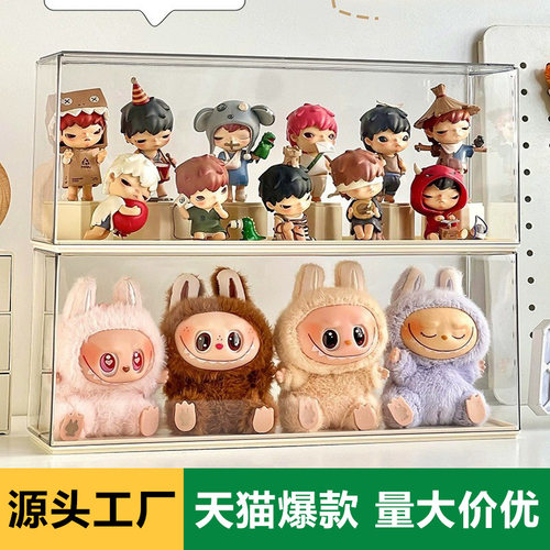 labubu搪胶公仔展示盒泡泡玛特盲盒收纳展示架拉布布手办防尘罩