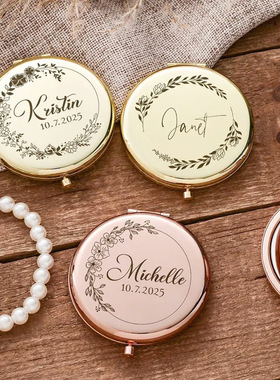 跨境亚马逊简约折叠便捷随身化妆镜激光定制Custom  Makeup mirro