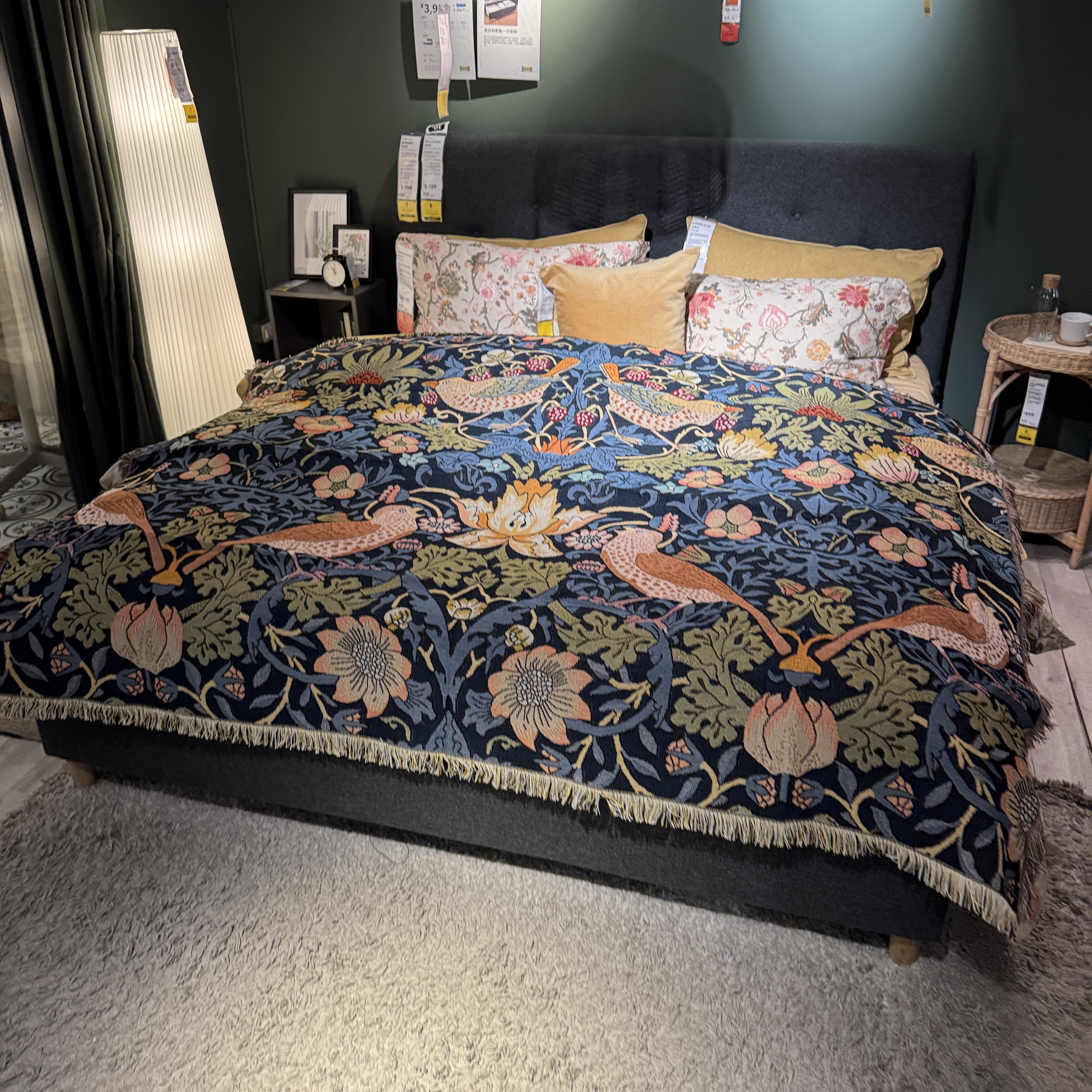 威廉·莫里斯草莓小偷Strawberry Thief 床毯沙发毯大尺寸可铺