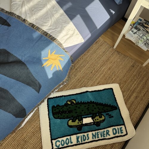 Cool Kids Never Die 潮流鳄鱼簇绒地垫 入户防滑韩系家居脚垫