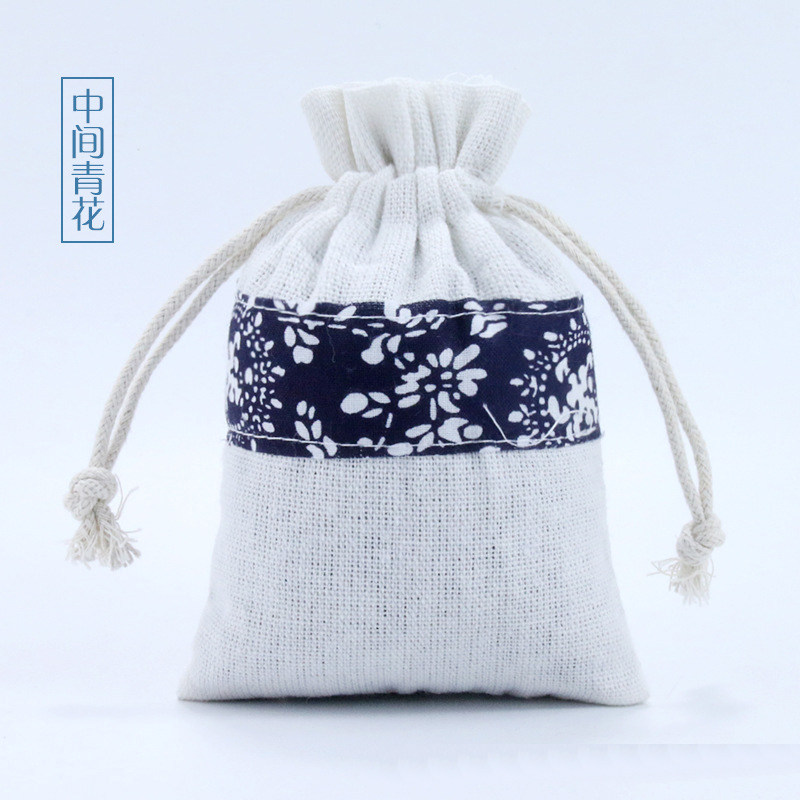 空袋复古青花瓷驱蚊束口拼接香包