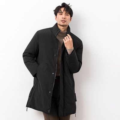 中长款韩版修身青年羽绒服男士羽绒衣潮保暖冬装商务休闲外套纯色