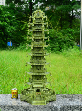 天然玉石塔摆件招财家居装饰品