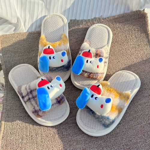 儿童春秋亚麻拖鞋男童卡通动物室内防滑女童可爱四季棉麻透气亲子