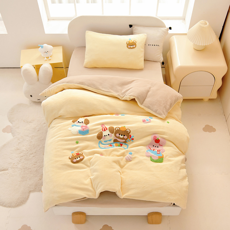 儿童牛奶绒单被套120×150珊瑚绒幼儿园加厚婴儿双面绒100x120cm