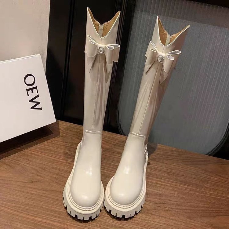 甜酷粗跟西部骑士靴长靴