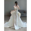 鱼尾抹胸缎面婚纱礼服2025新款 新娘小个子重工高级质感晨袍敬酒服