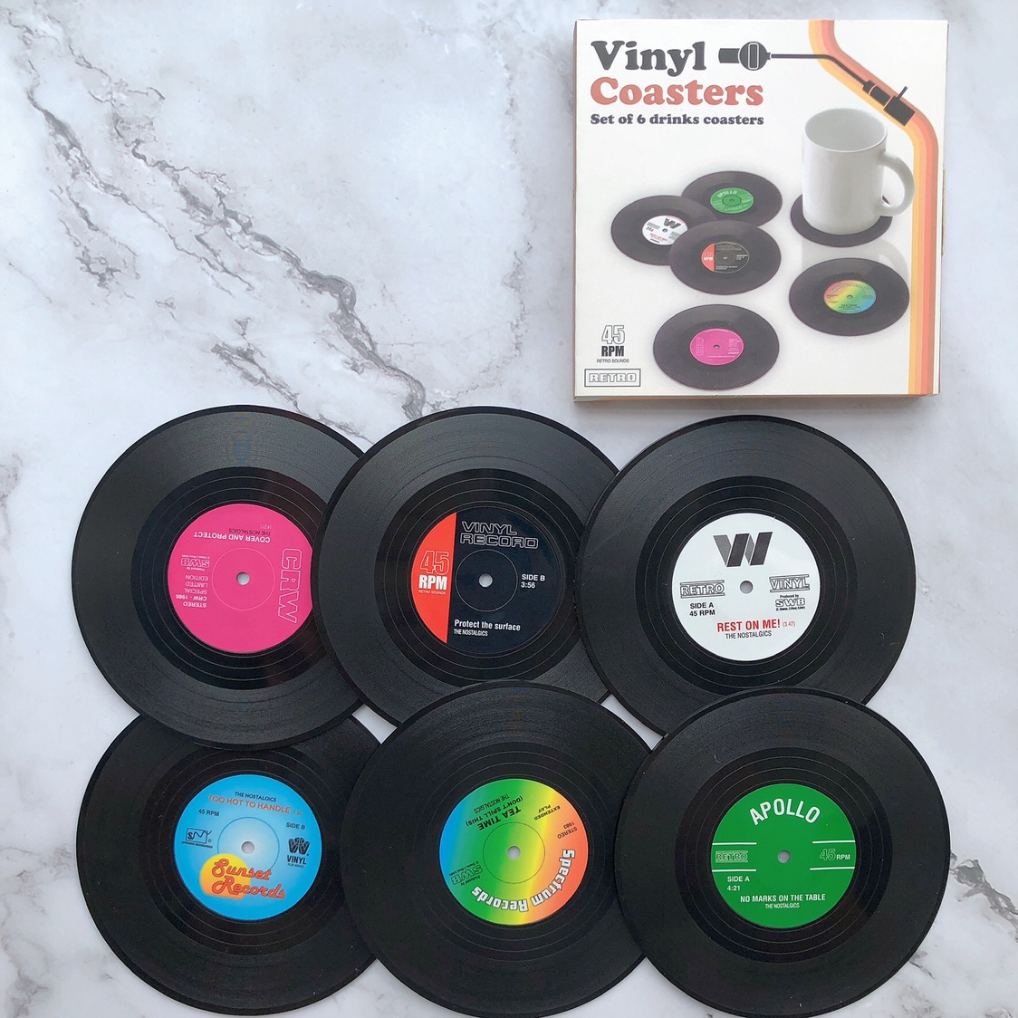 ins复古可乐唱片杯垫 创意隔热垫桌面防滑餐垫圆形黑胶咖啡垫,餐饮具,杯垫,淘宝优惠券,粉丝福利购,淘宝优惠卷