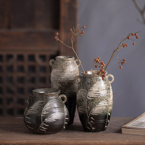 景德镇复古轻奢陶瓷花瓶摆件