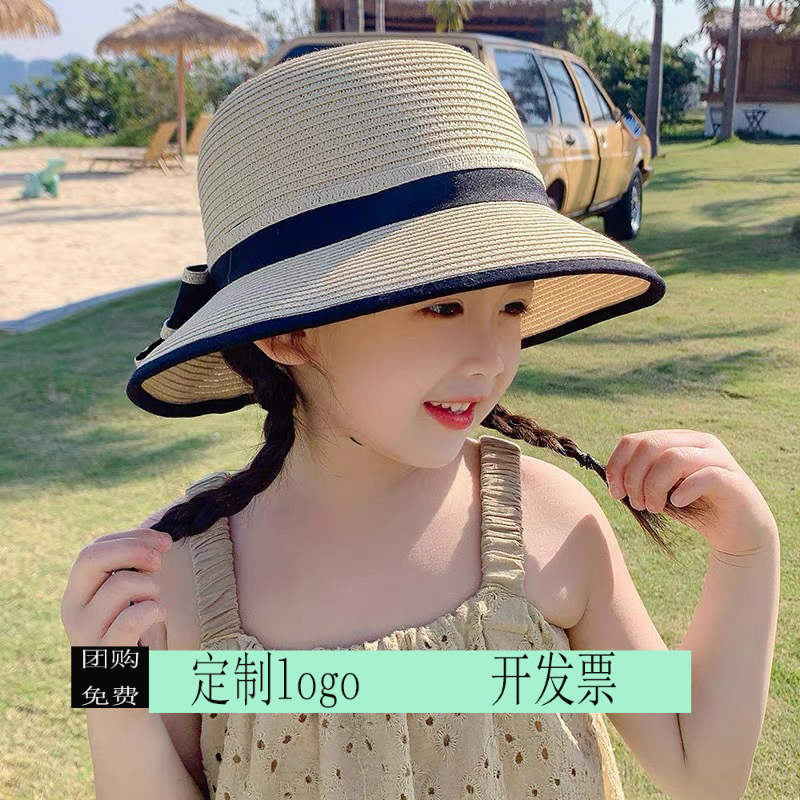 定制印logo2025女童帽子防晒夏天遮太阳凉帽春秋防紫外线宝宝渔夫