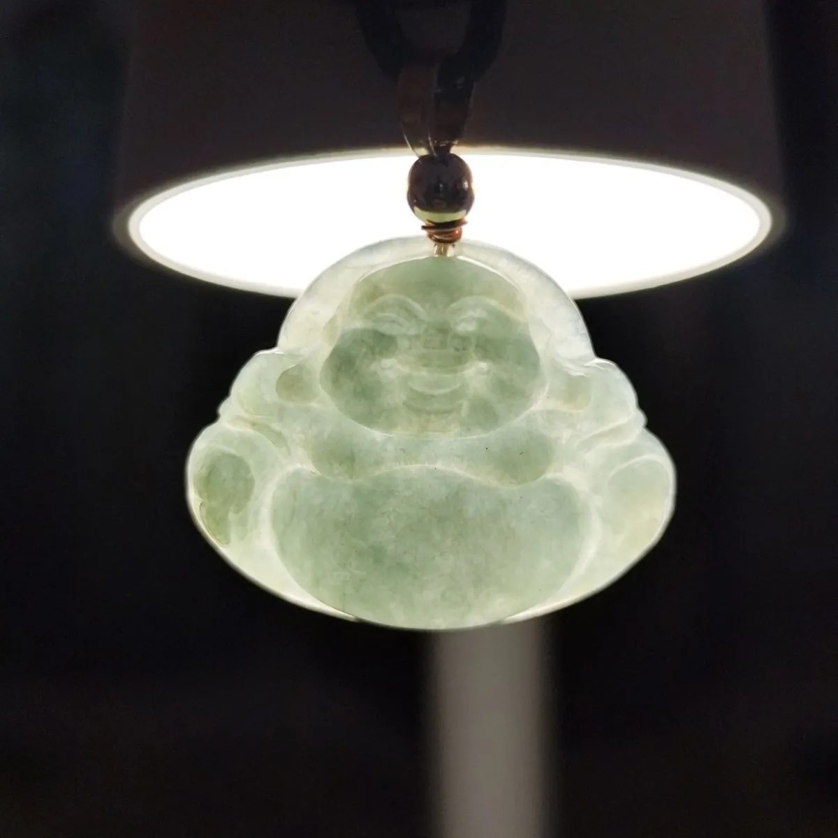 正品天然翡翠吊坠A货翡翠弥勒佛玉石吊坠冰种飘花玉挂件27*23*0.5