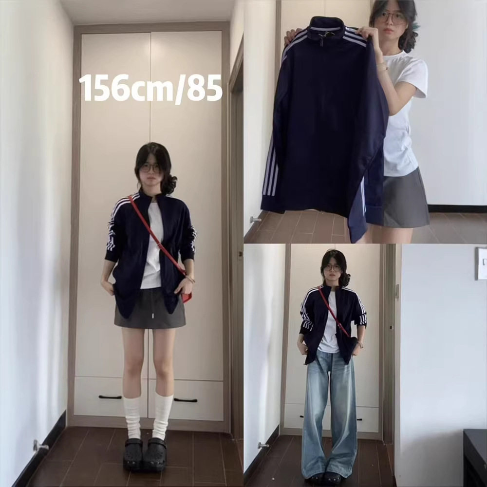 三条杠韩系校园精致漂亮外套女春藏青显白卫衣立领棒球服春装上衣